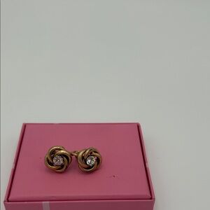 Elegant Gold Knot Earrings with Crystals